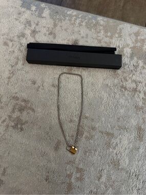 Vitaly Silver Chain Necklace with Gold Padlock Pendant